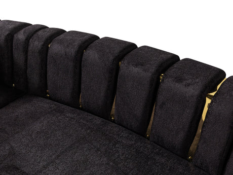 Michelle Black Velvet 3-Piece Curved 165" Sectional from Nova Furniture - Luna Furniture