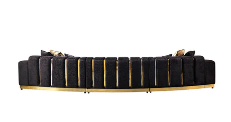Michelle Black Velvet 3-Piece Curved 165" Sectional from Nova Furniture - Luna Furniture