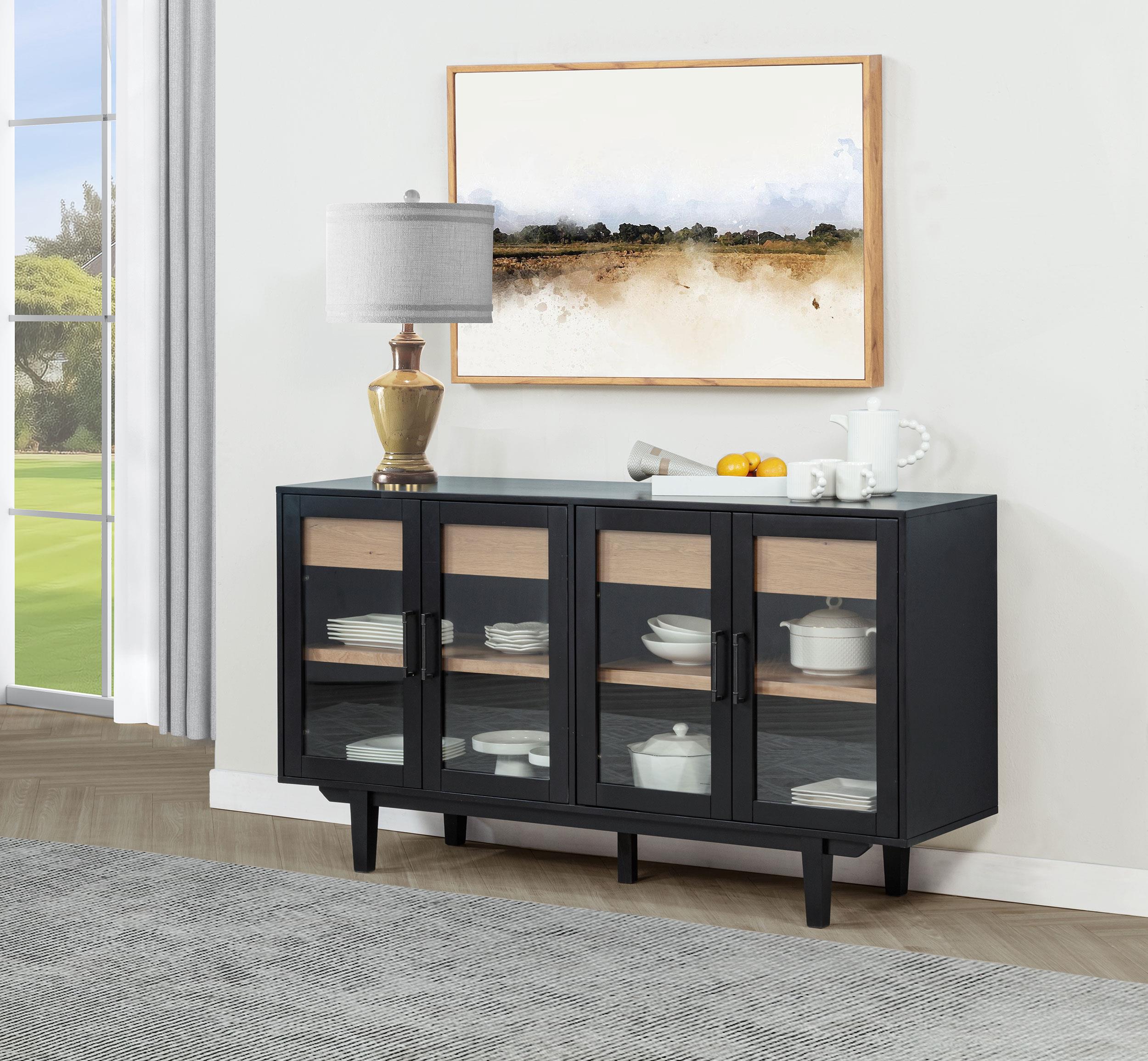 Middleton Black 4-Door Sideboard with Dual Drawers – Luna Furniture