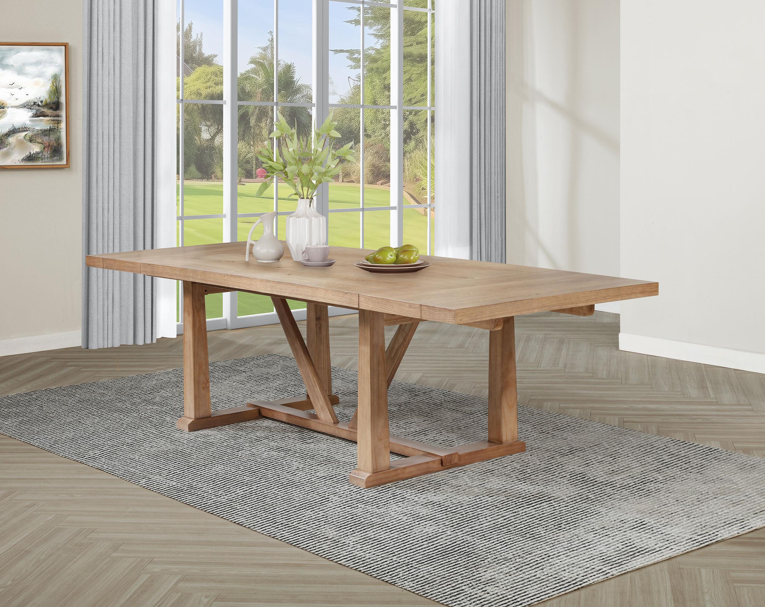 Middleton Natural Brown Dining Table with 106-inch Extension Leaf