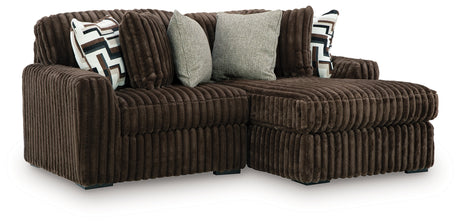 Midnight-Madness Chocolate 2-Piece RAF Sectional with Chaise from Ashley - Luna Furniture