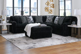 Midnight-Madness 3-Piece Sectional with Ottoman in Onyx from Ashley - Luna Furniture