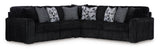 Midnight-Madness 3-Piece Sectional with Ottoman in Onyx from Ashley - Luna Furniture