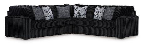 Midnight-Madness 3-Piece Sectional with Ottoman in Onyx from Ashley - Luna Furniture