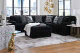 Midnight-Madness 3-Piece Sectional with Ottoman in Onyx from Ashley - Luna Furniture