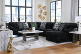 Midnight-Madness 4-Piece Sectional with Ottoman in Onyx from Ashley - Luna Furniture