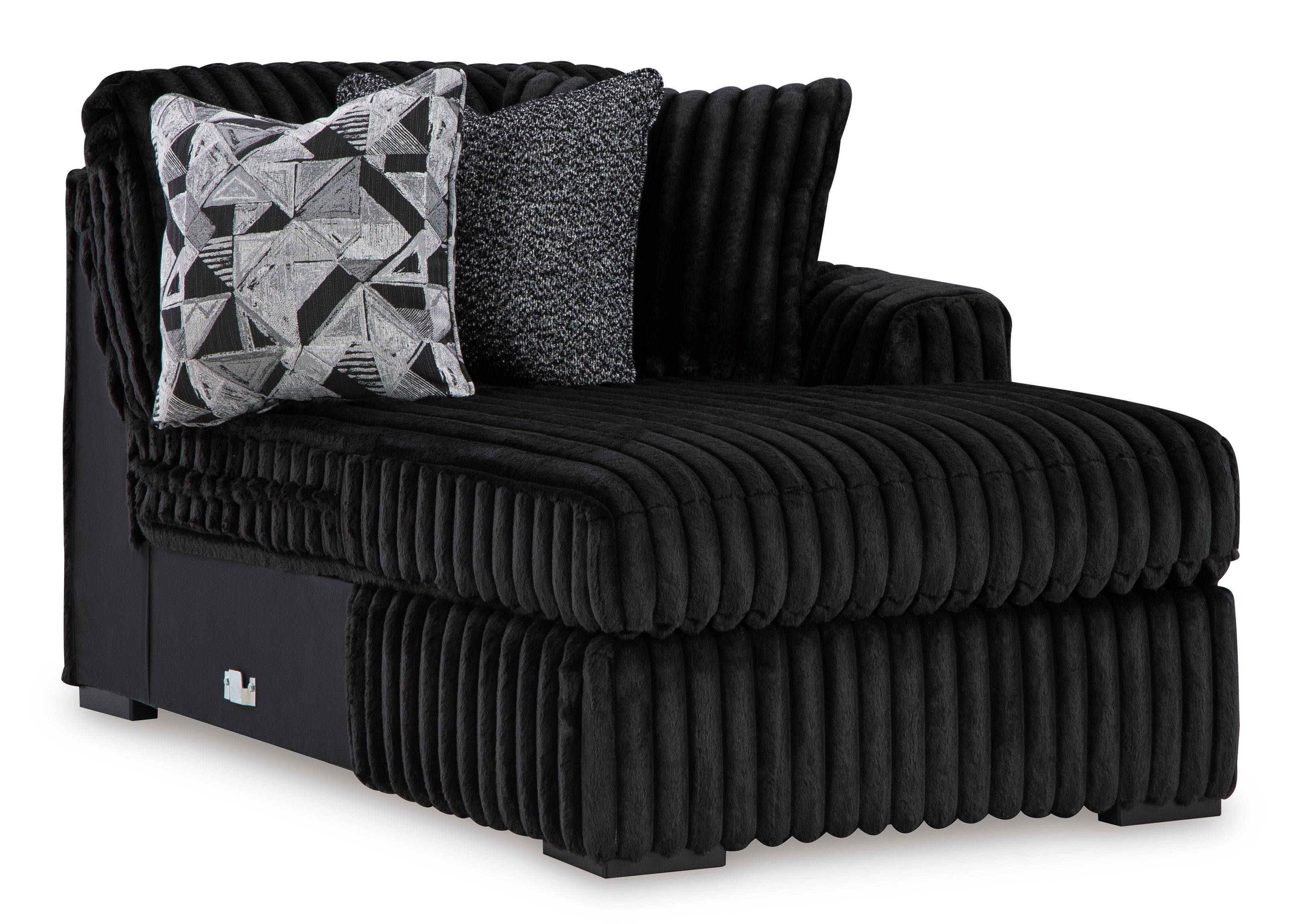 Ashley Midnight-Madness 4-Piece Sectional with Ottoman in Onyx