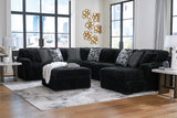 Midnight-Madness 4-Piece Sectional with Ottoman in Onyx from Ashley - Luna Furniture
