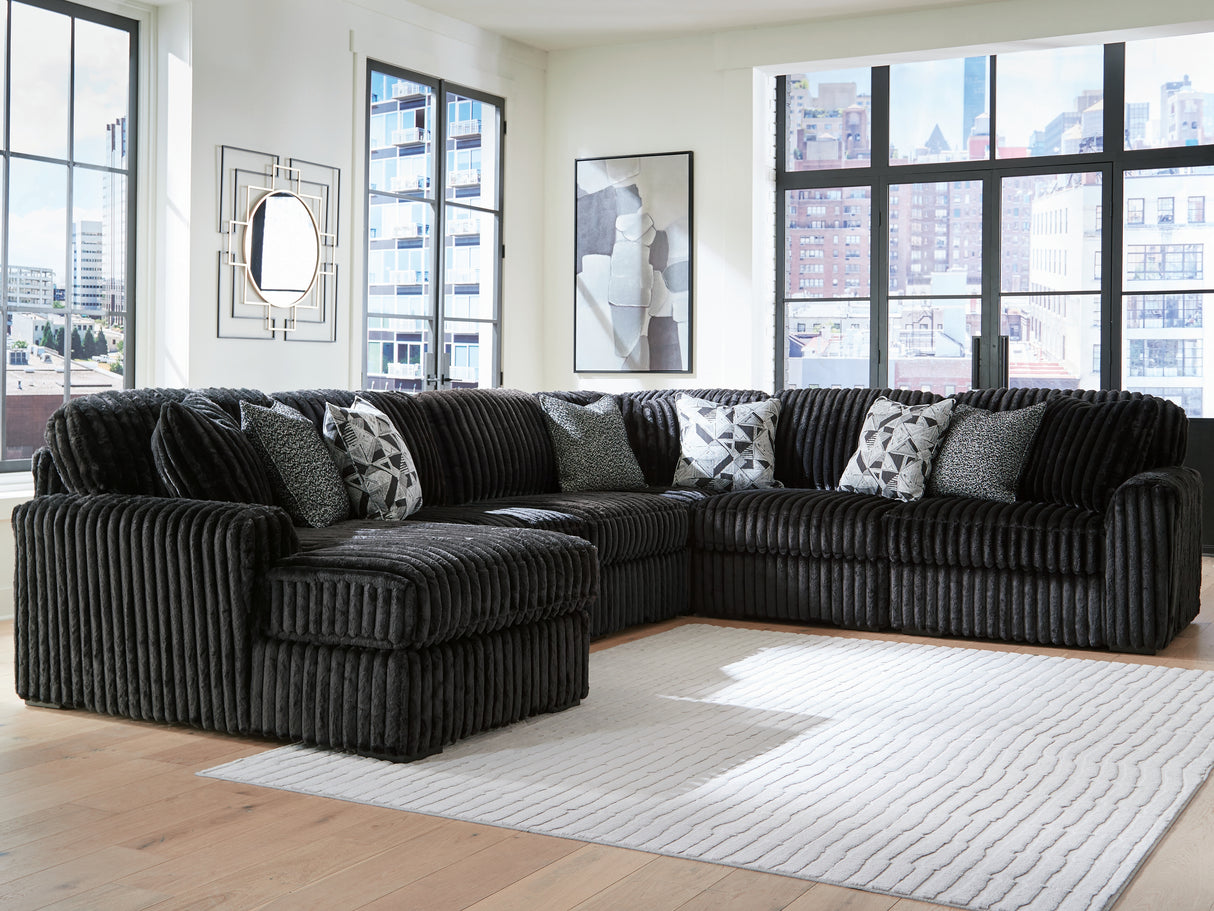 Midnight-Madness Black 6-Piece Sectional with LAF Chaise from Ashley Furniture - Luna Furniture