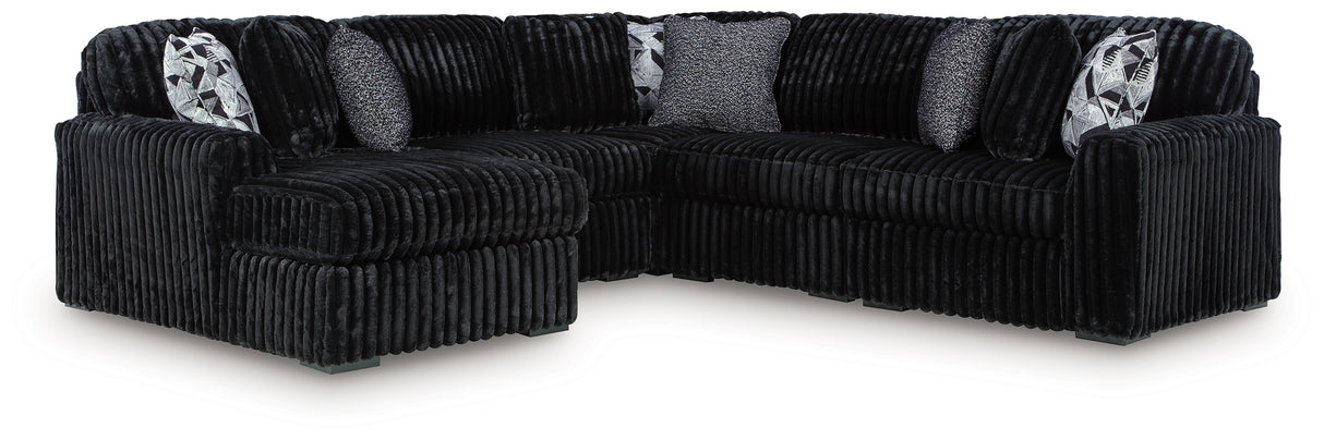 Midnight-Madness Black 6-Piece Sectional with LAF Chaise from Ashley Furniture - Luna Furniture