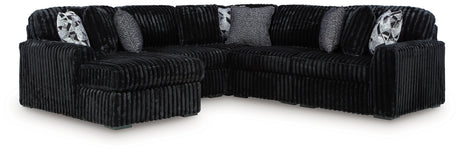 Midnight-Madness Black 6-Piece Sectional with LAF Chaise from Ashley - Luna Furniture