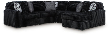 Midnight-Madness Black 6-Piece Sectional with RAF Chaise from Ashley - Luna Furniture