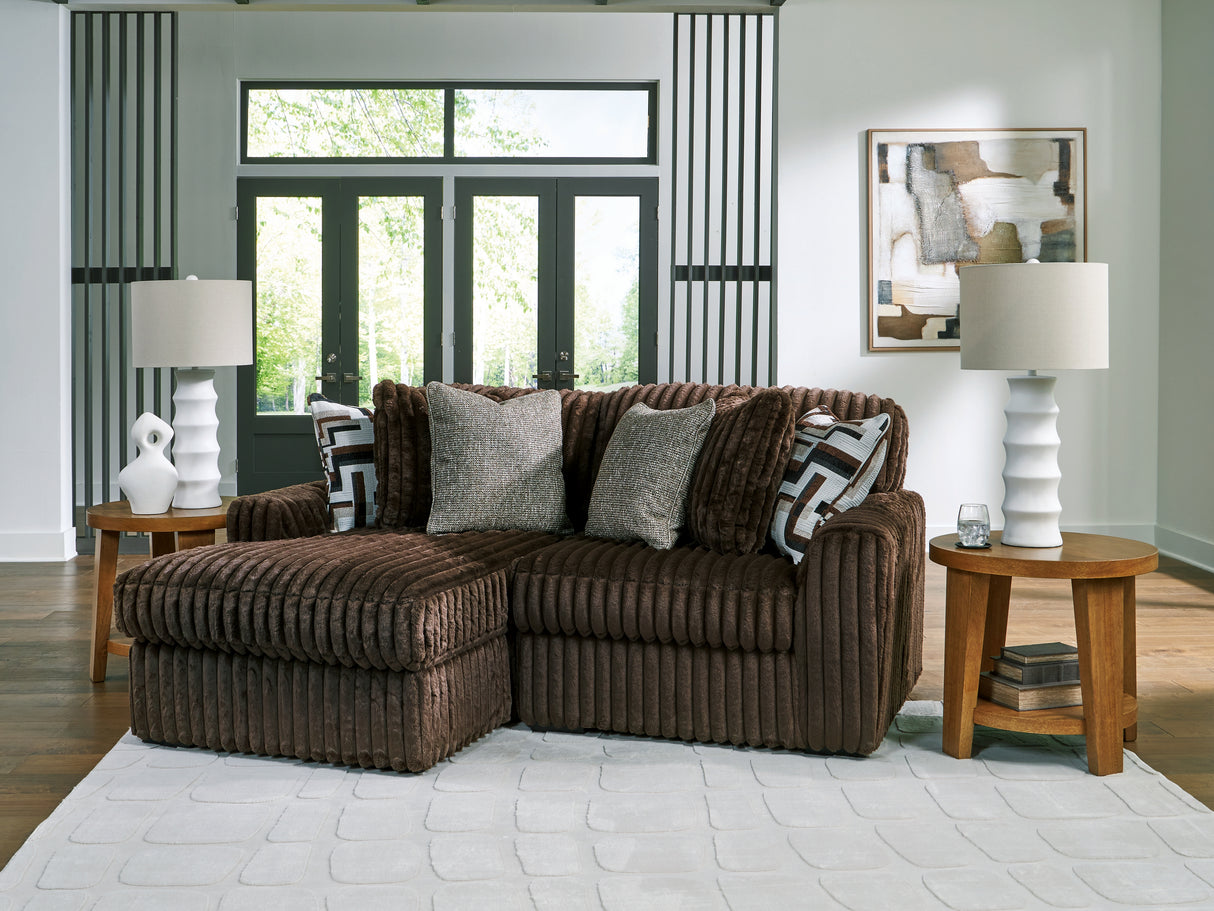 Midnight-Madness Chocolate 2-Piece LAF Sectional with Chaise from Ashley Furniture - Luna Furniture