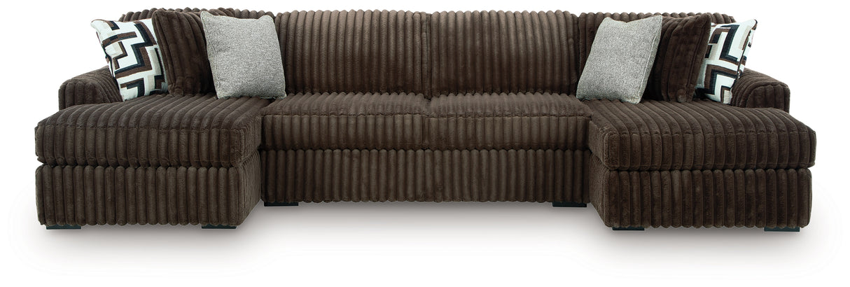 Midnight-Madness Chocolate 3-Piece Double Chaise Sectional from Ashley - Luna Furniture