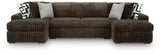 Midnight-Madness Chocolate 3-Piece Double Chaise Sectional from Ashley - Luna Furniture