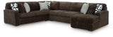 Midnight-Madness Chocolate 4-Piece RAF Chaise Sectional from Ashley Furniture - Luna Furniture