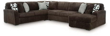 Midnight-Madness Chocolate 4-Piece RAF Chaise Sectional from Ashley - Luna Furniture