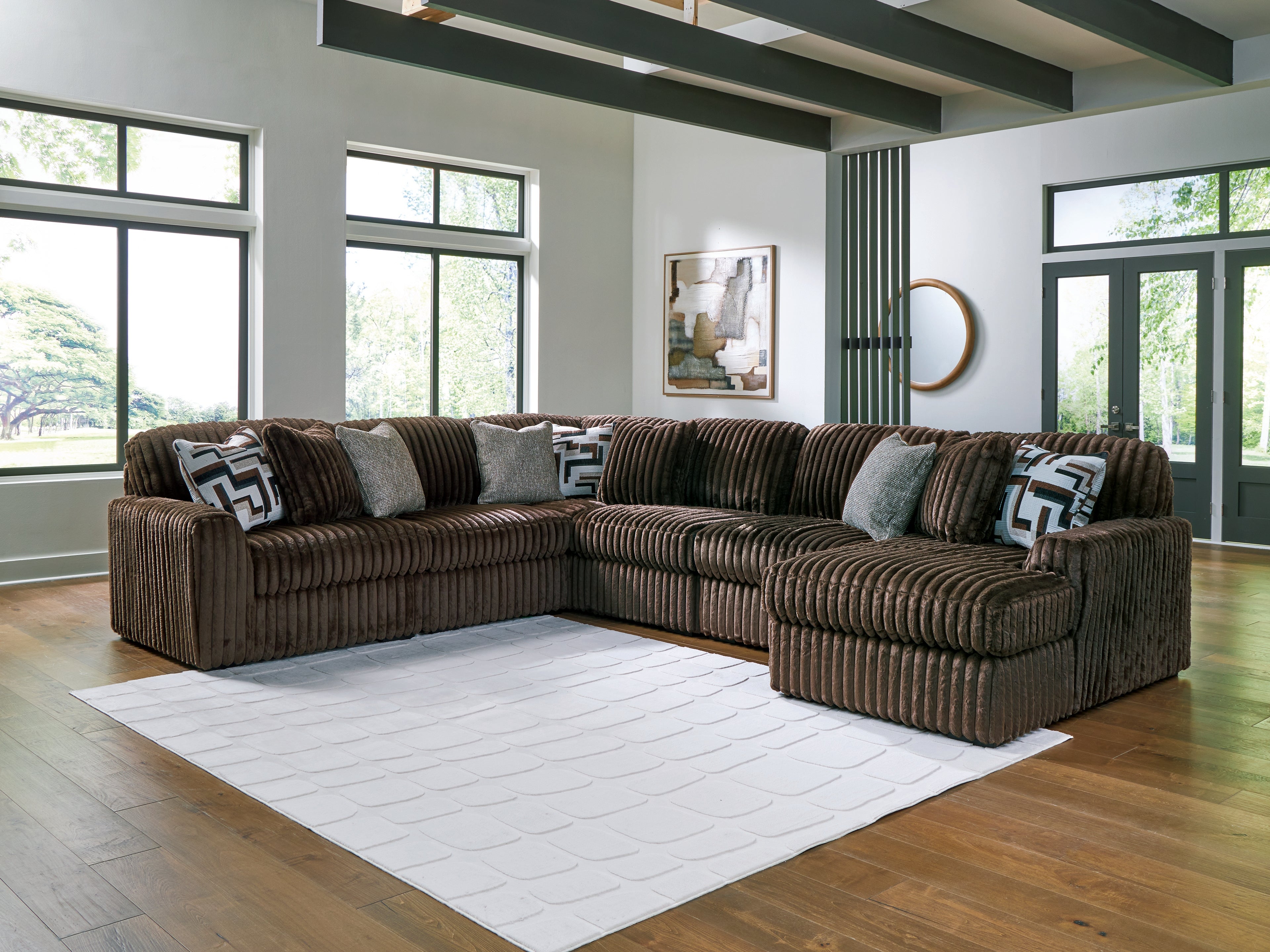 Midnight-Madness Chocolate 6-Piece Sectional with RAF Chaise