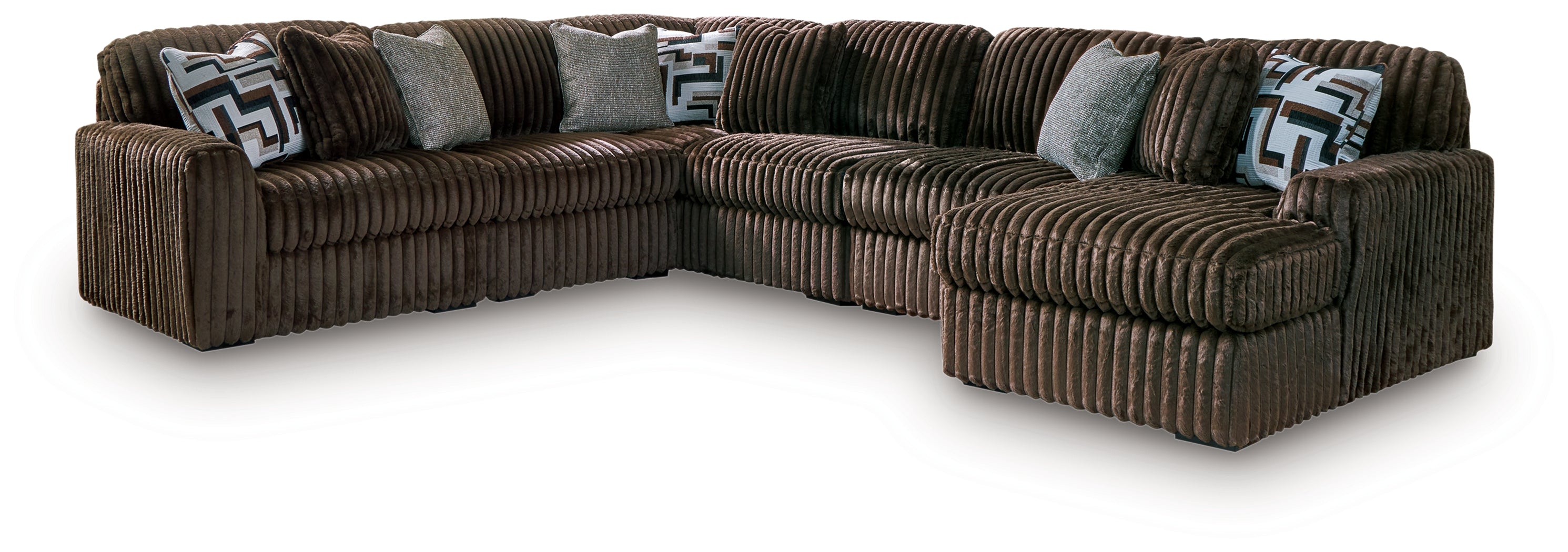 Midnight-Madness Chocolate 6-Piece Sectional with RAF Chaise