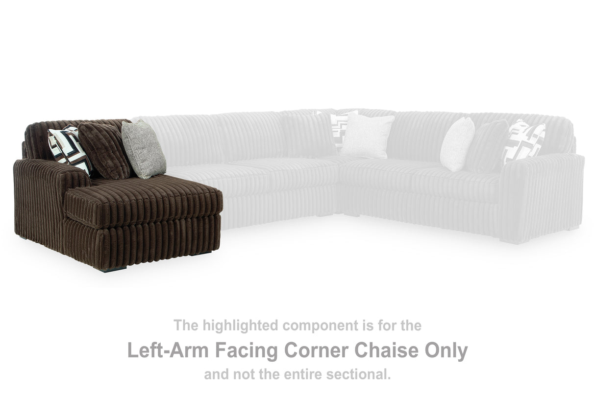 Midnight-Madness Chocolate Left-Arm Facing Corner Chaise from Ashley Furniture - Luna Furniture