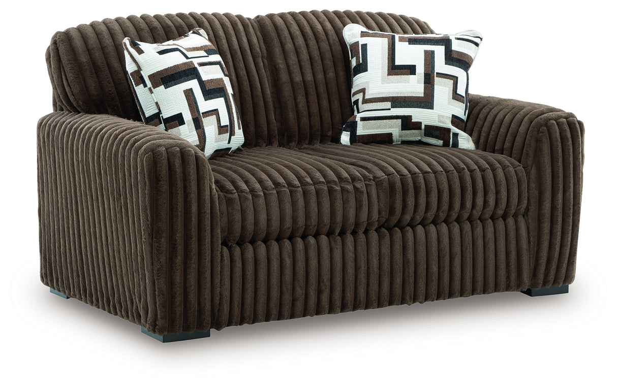 Midnight-Madness Chocolate Loveseat from Ashley Furniture - Luna Furniture
