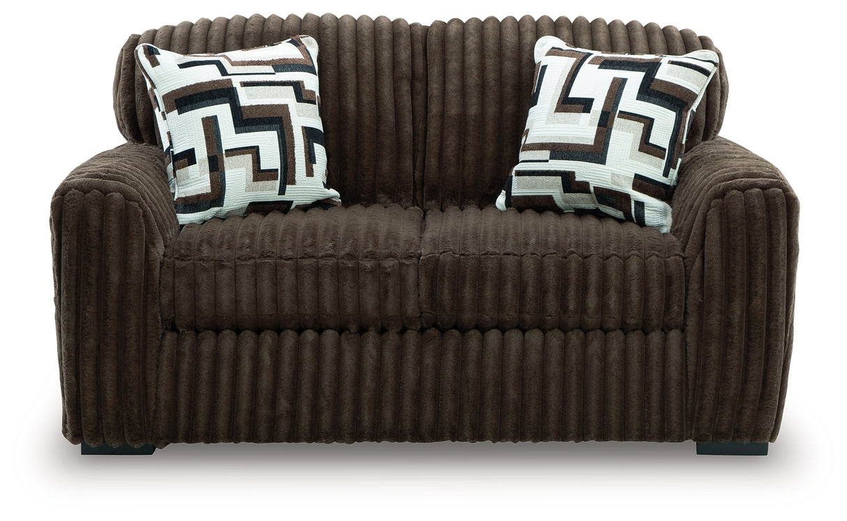 Midnight-Madness Chocolate Loveseat from Ashley Furniture - Luna Furniture