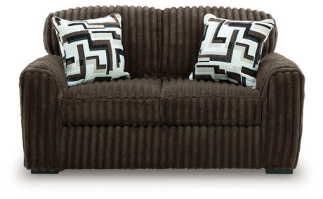 Midnight-Madness Chocolate Loveseat from Ashley - Luna Furniture