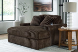 Midnight-Madness Chocolate Loveseat, Oversized Chaise and Ottoman from Ashley Furniture - Luna Furniture