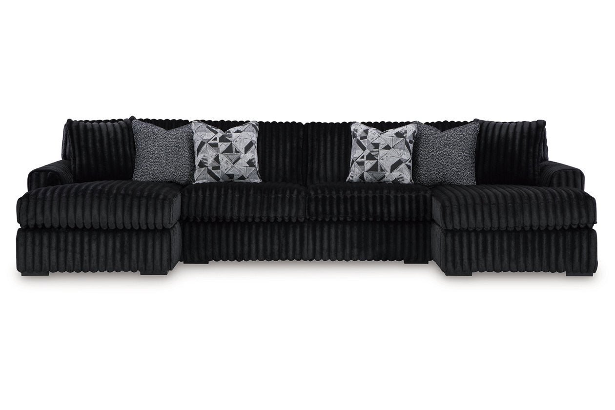 Midnight-Madness Onyx 3-Piece Double Chaise Sectional – Luna Furniture