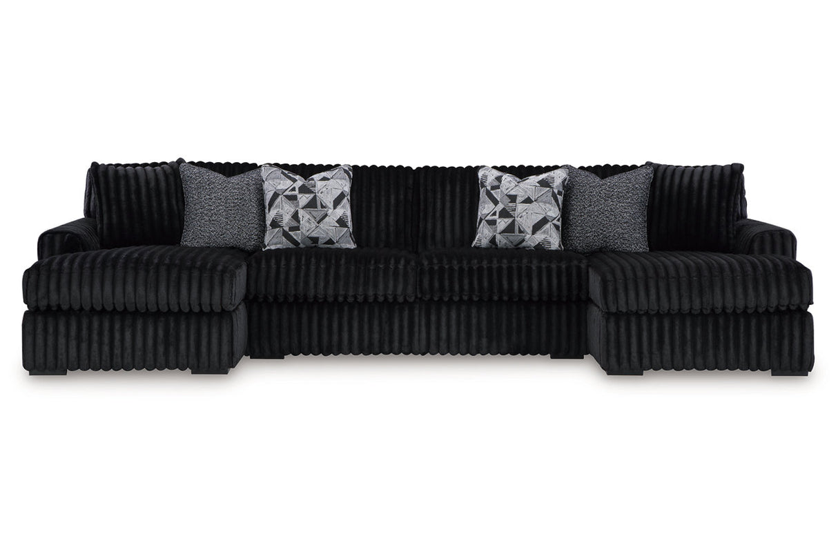 Midnight-Madness Onyx 3-Piece Double Chaise Sectional from Ashley - Luna Furniture