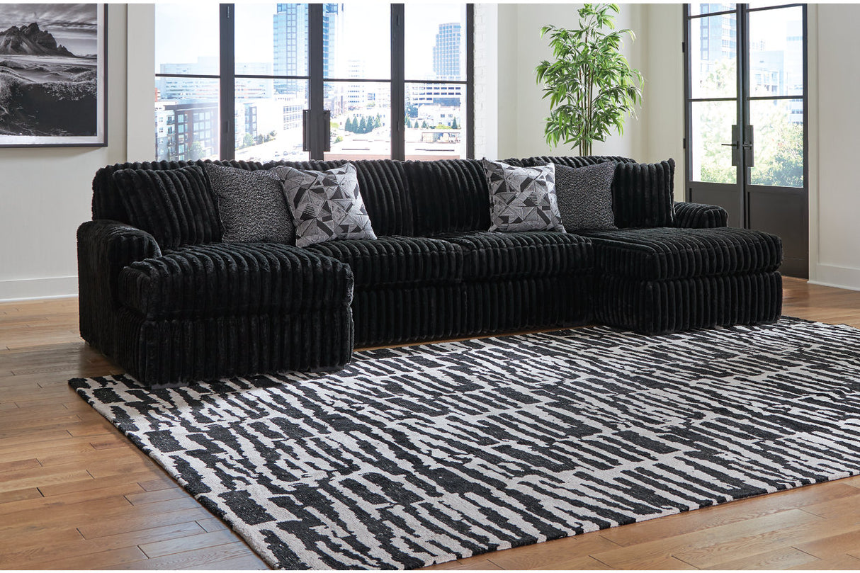 Midnight-Madness Onyx 3-Piece Double Chaise Sectional from Ashley - Luna Furniture