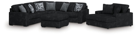 Midnight-Madness Onyx 3-Piece Sectional, Chaise and Oversized Accent Ottoman from Ashley - Luna Furniture