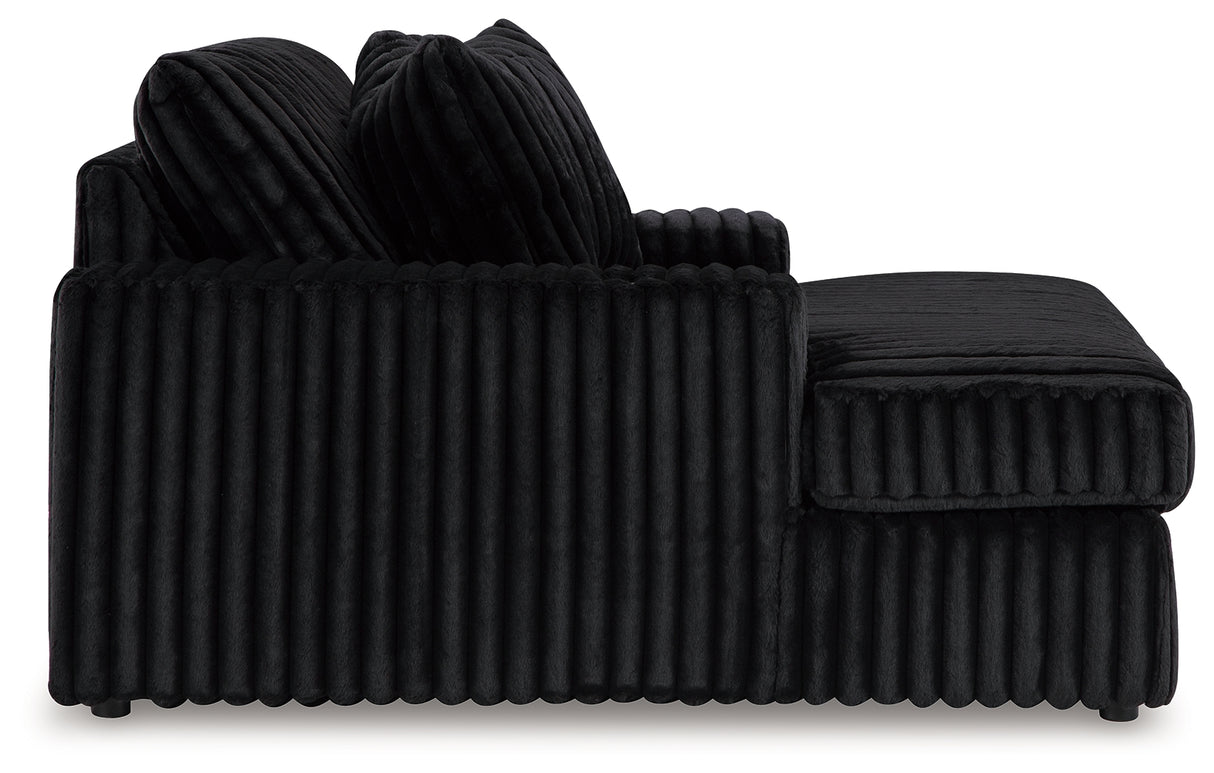 Midnight-Madness Onyx 3-Piece Sectional, Chaise and Oversized Accent Ottoman from Ashley - Luna Furniture