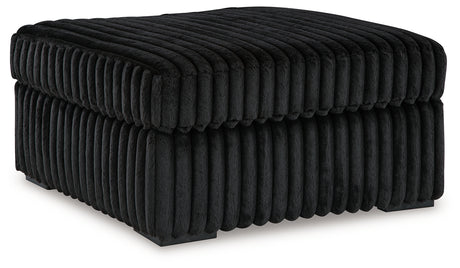 Midnight-Madness Onyx 3-Piece Sectional, Chaise and Oversized Accent Ottoman from Ashley - Luna Furniture