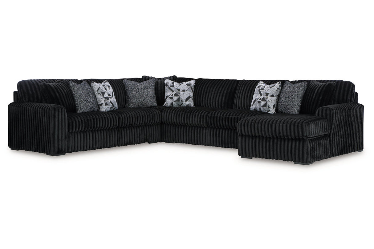 Midnight-Madness Onyx 4-Piece RAF Chaise Sectional from Ashley - Luna Furniture