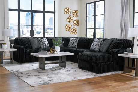 Midnight-Madness Onyx 4-Piece RAF Chaise Sectional from Ashley - Luna Furniture