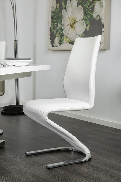 Midvale White/Chrome Side Chair from Furniture of America - Luna Furniture