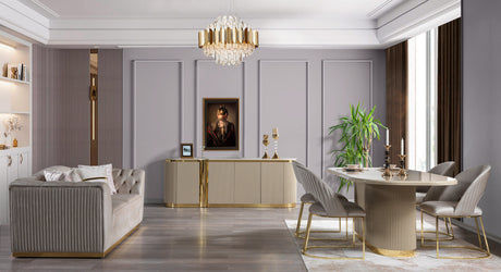 Milena Ivory 9-Piece Dining Set from Nova Furniture - Luna Furniture