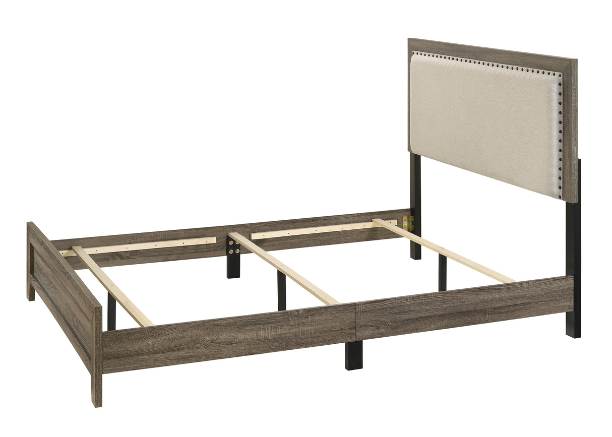 Mille Brownish Gray King Upholstered Bed from Crown Mark - Luna Furniture