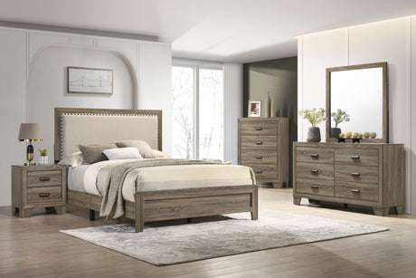 Mille Brownish Gray King Upholstered Bed from Crown Mark - Luna Furniture