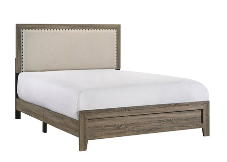 Mille Brownish Gray Queen Upholstered Bed from Crown Mark - Luna Furniture