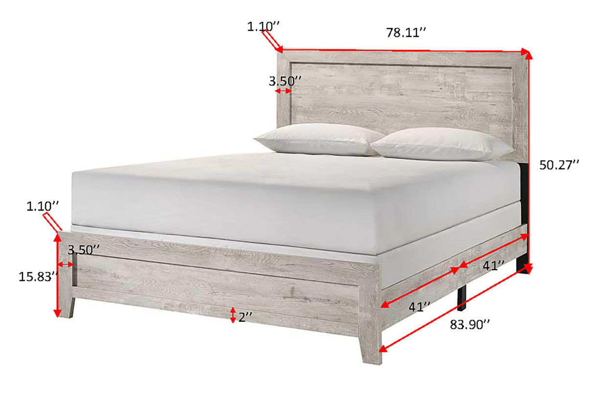 Millie Whitewash King Panel Bed from Crown Mark - Luna Furniture