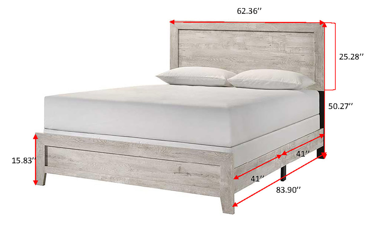 Millie Whitewash Queen Panel Bed from Crown Mark - Luna Furniture
