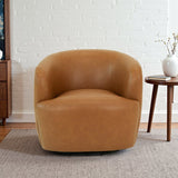 Mina Tan Vegan Leather Swivel Barrel Chair from Ashcroft Furniture - Luna Furniture