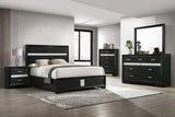 Miranda Black 55-inch Upholstered California King Panel Bed from Coaster - Luna Furniture