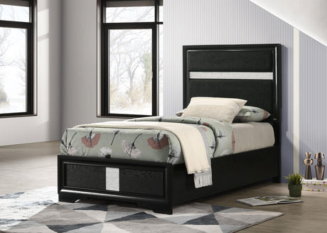 Miranda Black 55-inch Upholstered Twin Panel Bed from Coaster - Luna Furniture