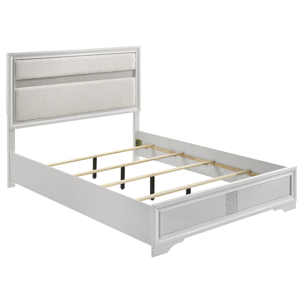 Miranda White 55-inch Upholstered Queen Panel Bed