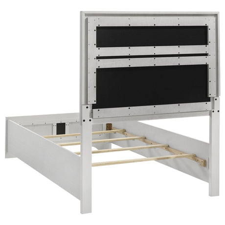 Miranda White 55-inch Upholstered Twin Panel Bed from Coaster - Luna Furniture