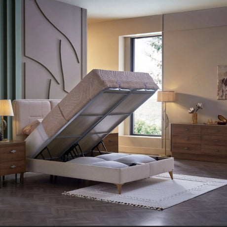 Mirante Cream/Walnut Storage Bedroom Set from Bellona - Luna Furniture