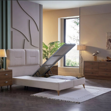 Mirante Cream/Walnut Storage Bedroom Set from Bellona - Luna Furniture